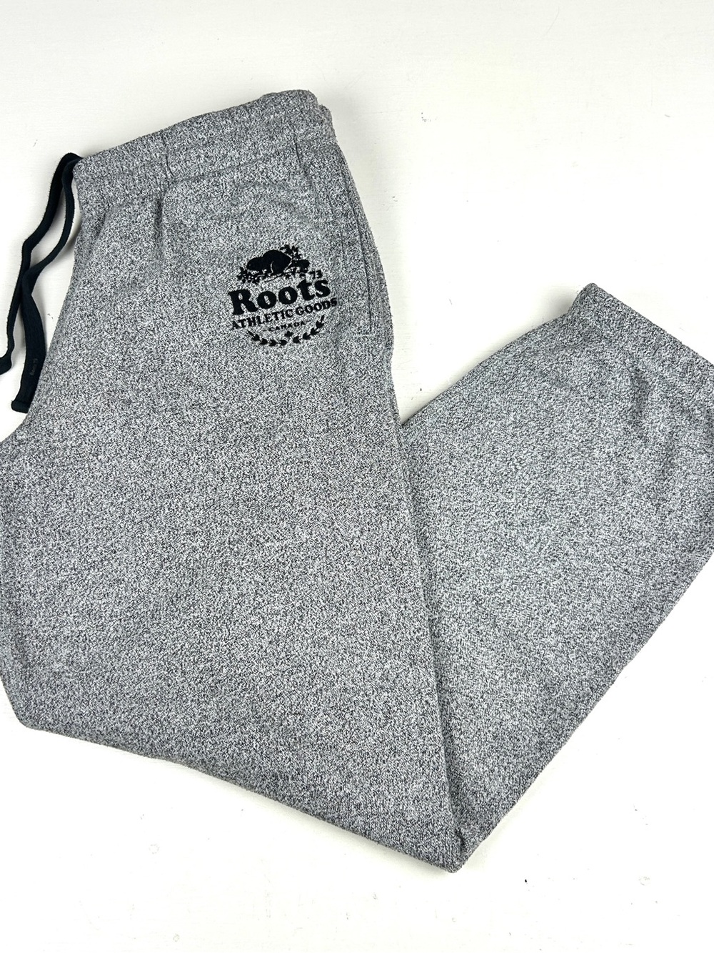 Roots Canada Salt & Pepper Gray Fleece Sweatpants - Men's XL Drawstring